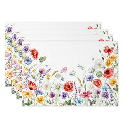 Lofaris Sweet Spring Floral and Butterfly Placemats Set of 4 for Garden Party Whimsical Kitchen Decor