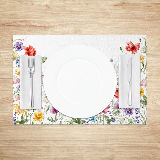 Lofaris Sweet Spring Floral and Butterfly Placemats Set of 4 for Garden Party Whimsical Kitchen Decor