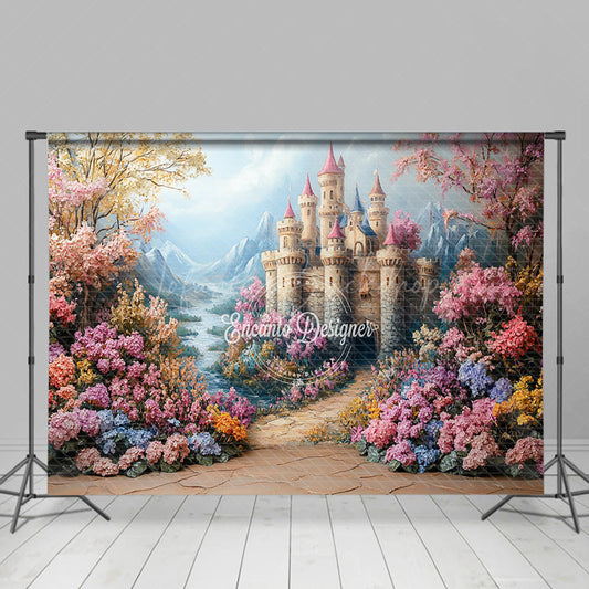 Lofaris Sweet Spring Floral Castle Fine Art Wedding Backdrop