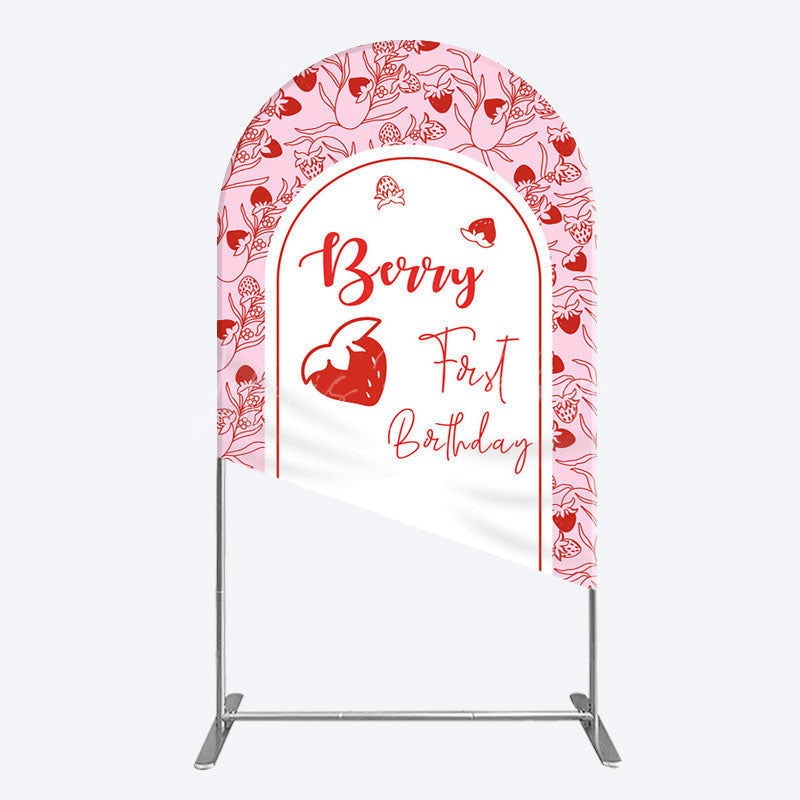 Lofaris Sweet Strawberry Cute First Birthday Arch Backdrop