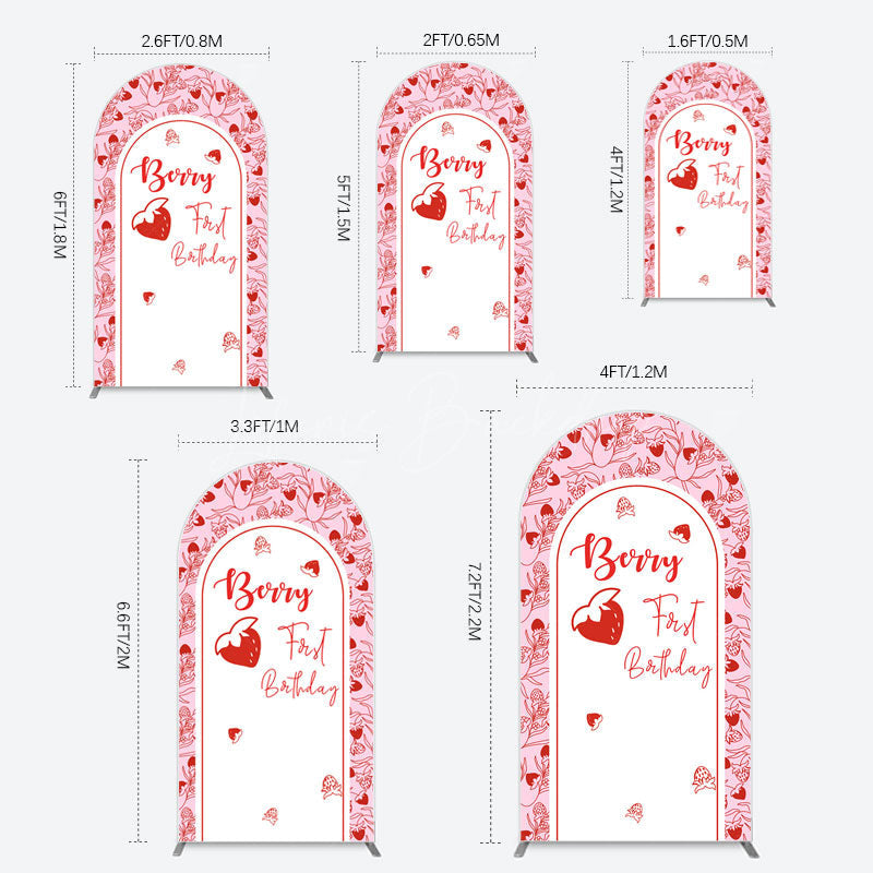 Lofaris Sweet Strawberry Cute First Birthday Arch Backdrop