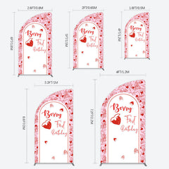 Lofaris Sweet Strawberry Cute First Birthday Half Moon Arch Backdrop