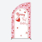 Lofaris Sweet Strawberry Cute First Birthday Half Moon Arch Backdrop