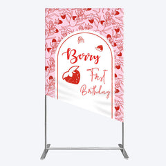 Lofaris Sweet Strawberry Cute First Birthday Rectangle Backdrop