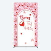 Lofaris Sweet Strawberry Cute First Birthday Rectangle Backdrop