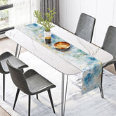 Lofaris Sweet Summer Floral Table Runner in a Colorful Blue Vibe Abstract Botanical Painting Fresh Kitchen Dining Decor