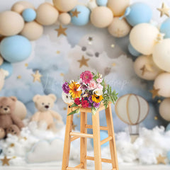 Lofaris Sweet Teddy Bear Balloon Arch Cake Smash Backdrop