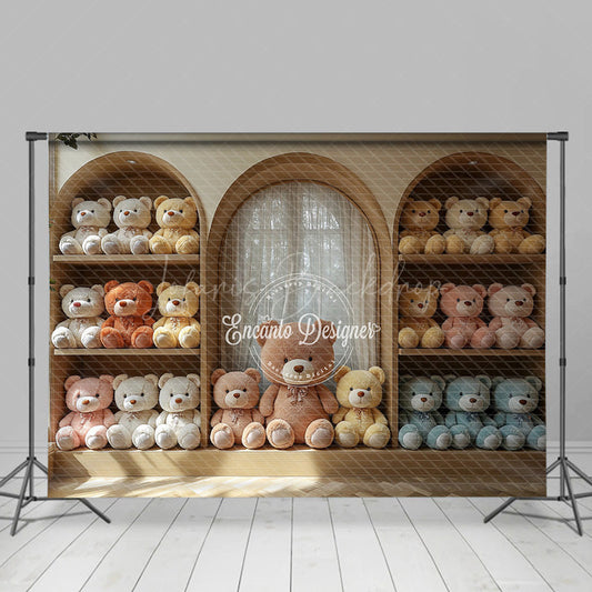 Lofaris Sweet Teddy Bears Window Cute Cake Smash Backdrop