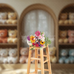 Lofaris Sweet Teddy Bears Window Cute Cake Smash Backdrop