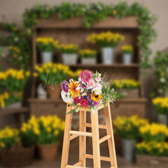 Lofaris Sweet Tulip Cabinet Wooded Yellow Indoor Backdrop