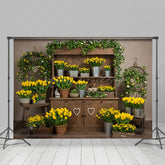 Lofaris Sweet Tulip Cabinet Wooded Yellow Indoor Backdrop