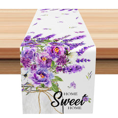 Lofaris Sweet Violet and Lavender Spring Table Runner Purple Floral Home Decor Elegant Botanical Kitchen Dining Linen