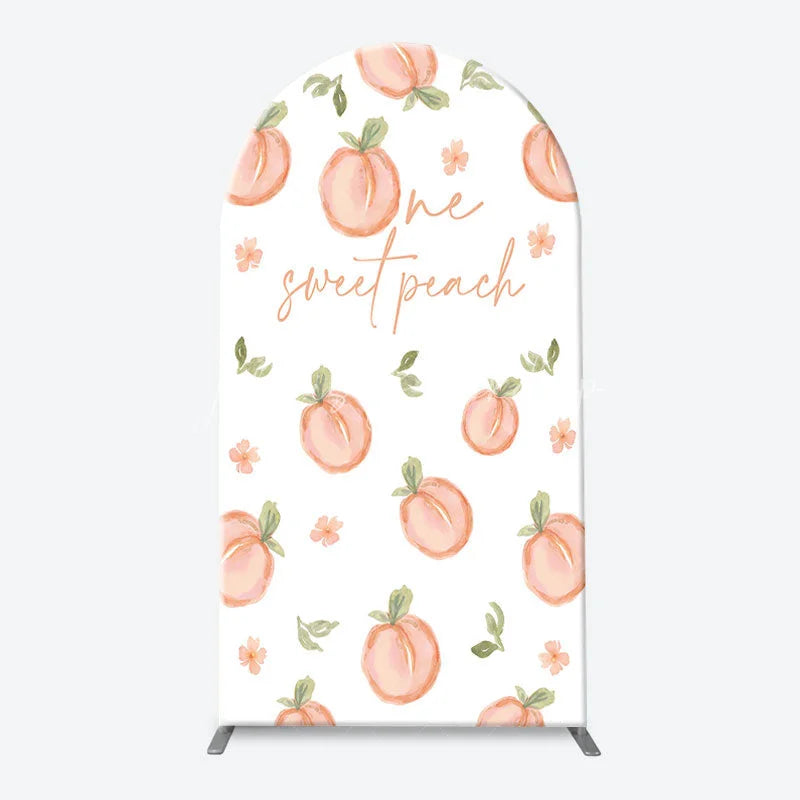 Lofaris Sweet Watercolor Peach Pattern Arch Backdrop Kit One Text and Solid Blush for First Birthday Party