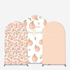 Lofaris Sweet Watercolor Peach Pattern Arch Backdrop Kit One Text and Solid Blush for First Birthday Party