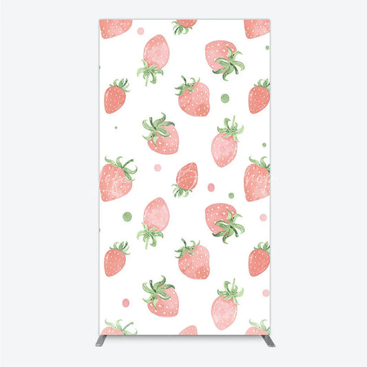Lofaris Sweet Watercolor Strawberry Rectangle Arch Backdrop Fresh Fruit Theme for Baby Shower and Birthday Party Decor