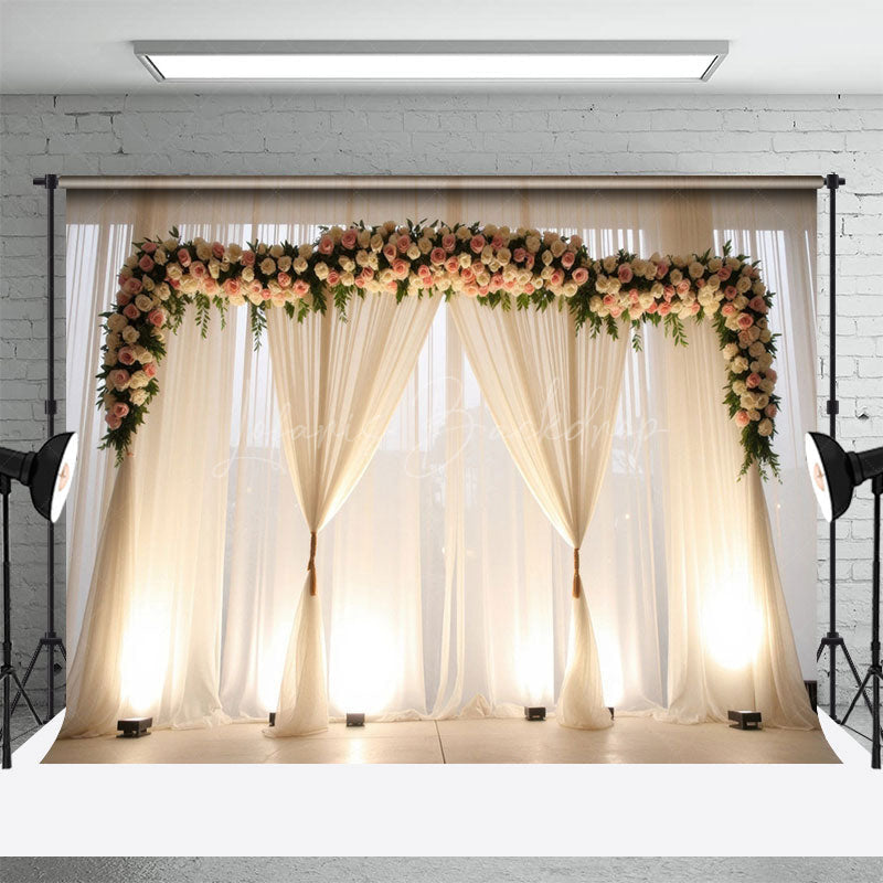 Lofaris Sweet Weddingesq Floral Fresh Light Window Backdrop
