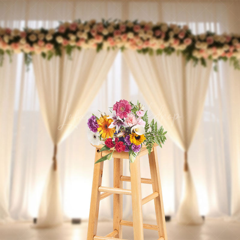 Lofaris Sweet Weddingesq Floral Fresh Light Window Backdrop