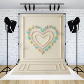Lofaris Sweetheart Cake Smash Photography Backdrop Pastel Cream Roses Heart on White Wall First Birthday Photo Prop