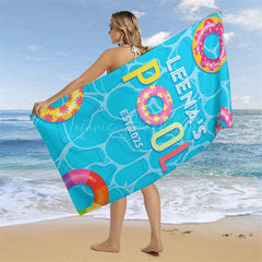 Lofaris Swimming Pool Donuts Custom Est Name Beach Towel