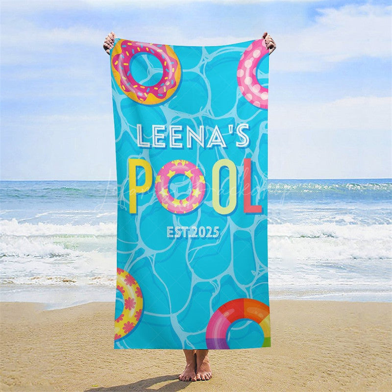 Lofaris Swimming Pool Donuts Custom Est Name Beach Towel