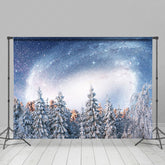 Lofaris Swirl Nebula Star White Snow Forest Winter Backdrop
