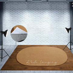 Lofaris Taupe Oval Rug Wood Fabric Floor Backdrop For Photo