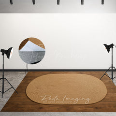 Lofaris Taupe Oval Rug Wood Fabric Floor Backdrop For Photo
