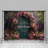 Lofaris Teal Garen Door Floral Natural Scene Spring Backdrop