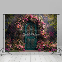 Lofaris Teal Garen Door Floral Natural Scene Spring Backdrop