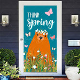 Lofaris Teal Think Spring Butterfly Groundhog Day Door Cover