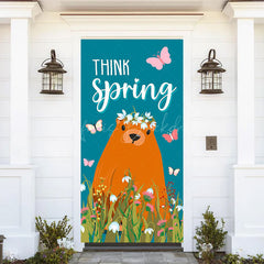 Lofaris Teal Think Spring Butterfly Groundhog Day Door Cover