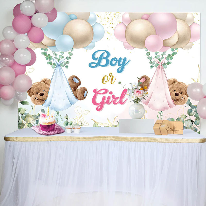 Lofaris Teddy Balloons Gender Reveal Baby Shower Backdrop