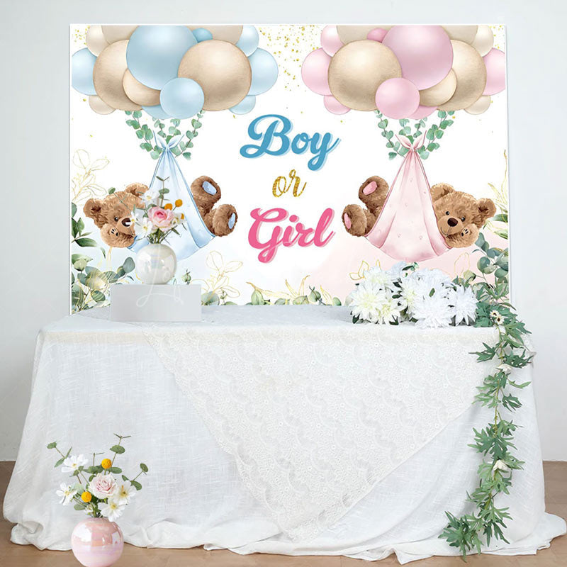 Lofaris Teddy Balloons Gender Reveal Baby Shower Backdrop