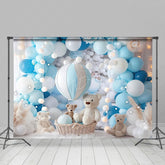 Lofaris Teddy Bear Baby Blue Hotair Balloon Photo Backdrop