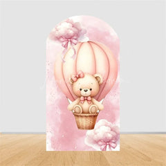 Lofaris Teddy Bear Hot Air Balloon Arch Backdrop Girl Baby Shower Decor Pink Airplane Adventure Theme Party