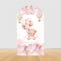 Lofaris Teddy Bear Hot Air Balloon Arch Backdrop Girl Baby Shower Decor Pink Airplane Adventure Theme Party