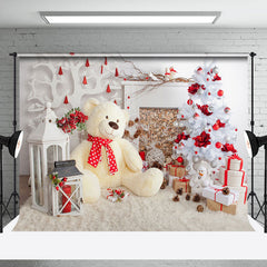 Lofaris Teddy Bear Leather Tree Stacks Christmas Backdrop