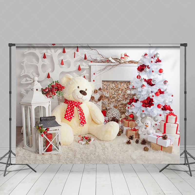 Lofaris Teddy Bear Leather Tree Stacks Christmas Backdrop