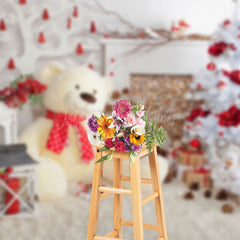 Lofaris Teddy Bear Leather Tree Stacks Christmas Backdrop