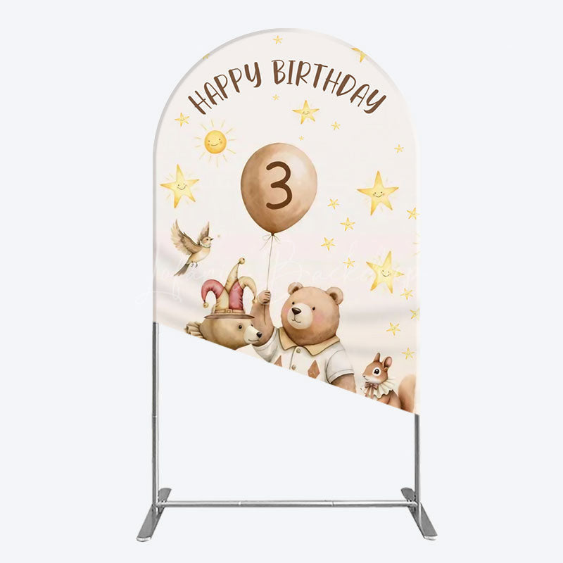 Lofaris Teddy Circus Happy Birthday Cartoon Arch Backdrop