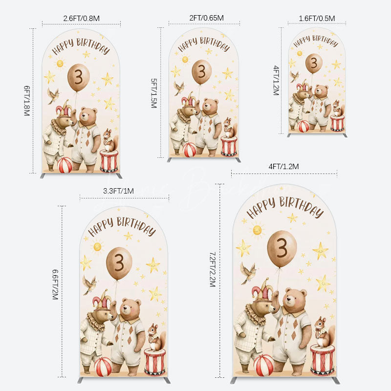 Lofaris Teddy Circus Happy Birthday Cartoon Arch Backdrop