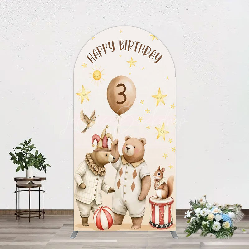 Lofaris Teddy Circus Happy Birthday Cartoon Arch Backdrop