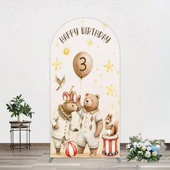Lofaris Teddy Circus Happy Birthday Cartoon Arch Backdrop
