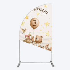 Lofaris Teddy Circus Happy Birthday Cartoon Half Moon Arch Backdrop