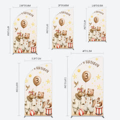 Lofaris Teddy Circus Happy Birthday Cartoon Half Moon Arch Backdrop