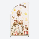 Lofaris Teddy Circus Happy Birthday Cartoon Half Moon Arch Backdrop