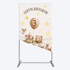Lofaris Teddy Circus Happy Birthday Cartoon Rectangle Backdrop