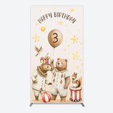 Lofaris Teddy Circus Happy Birthday Cartoon Rectangle Backdrop