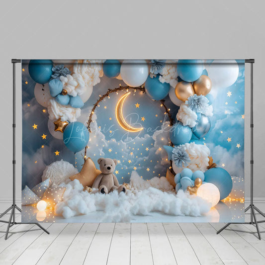 Lofaris Teddy Moon Light Night Sweet Cake Smash Backdrop