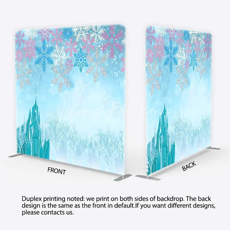Lofaris Tension Fabric Backdrop Blue Winter Ice Castle Snowflake Princess Party Decor